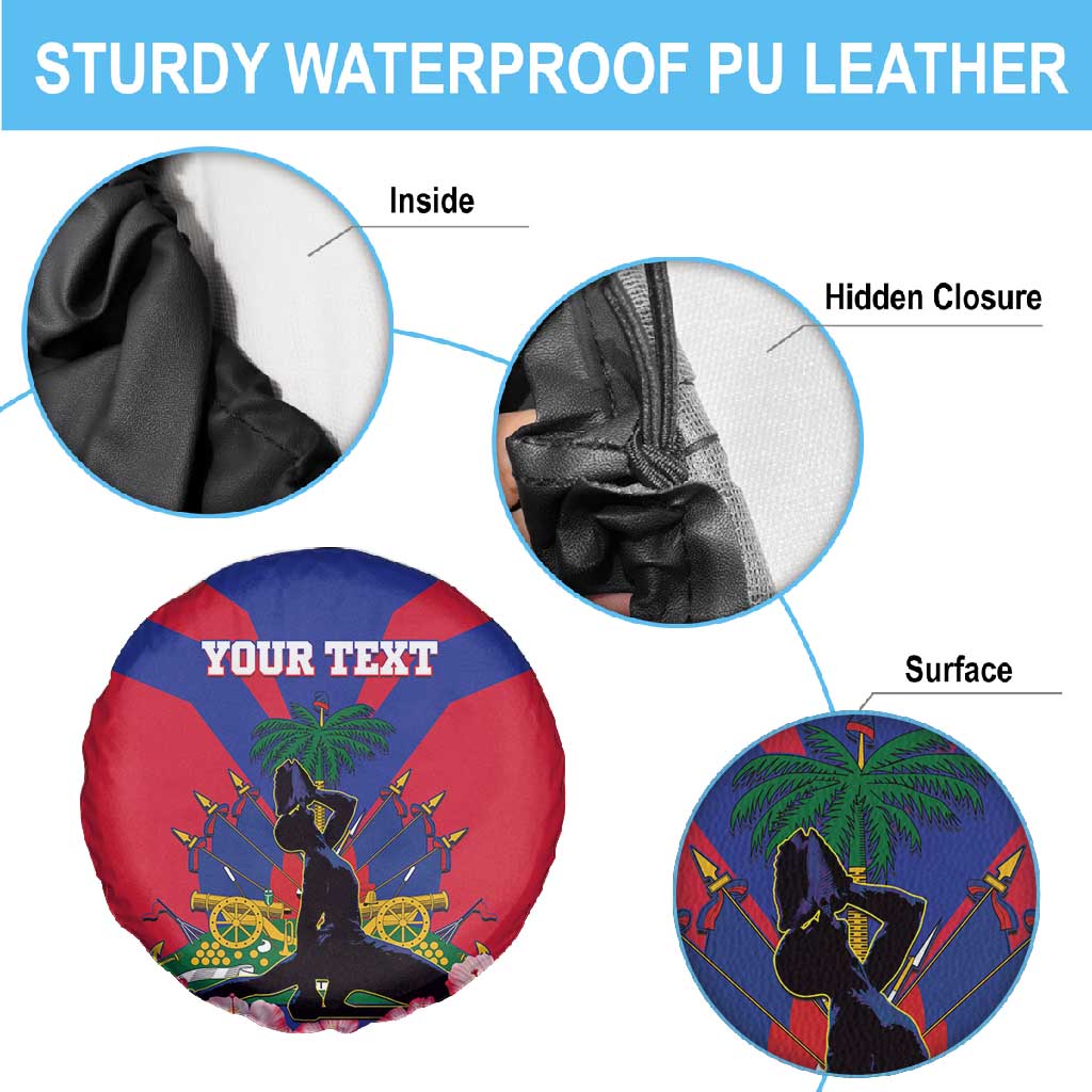 Personalised Happy Haiti Independence Day Spare Tire Cover Neg Marron - African Pride