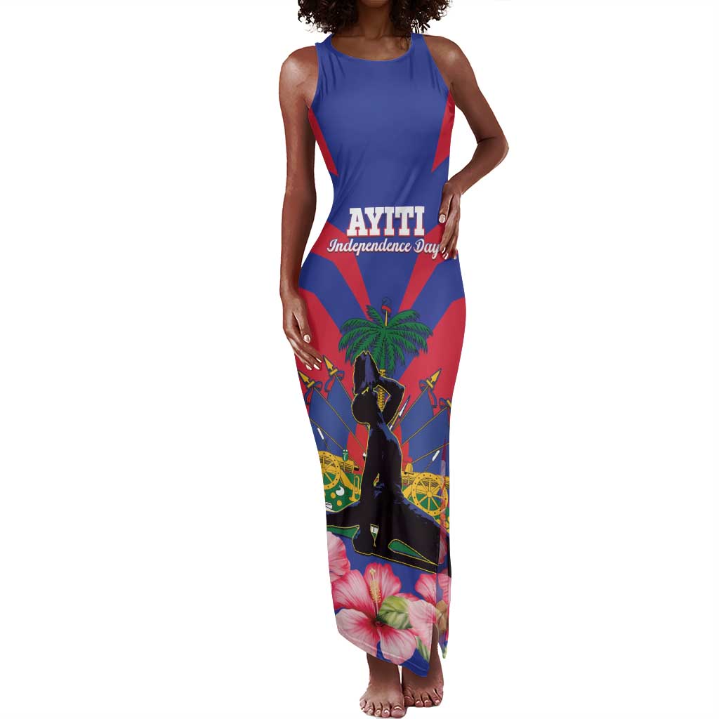 Personalised Happy Haiti Independence Day Tank Maxi Dress Neg Marron - African Pride