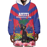 Personalised Happy Haiti Independence Day Wearable Blanket Hoodie Neg Marron - African Pride