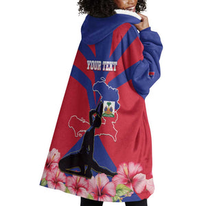 Personalised Happy Haiti Independence Day Wearable Blanket Hoodie Neg Marron - African Pride