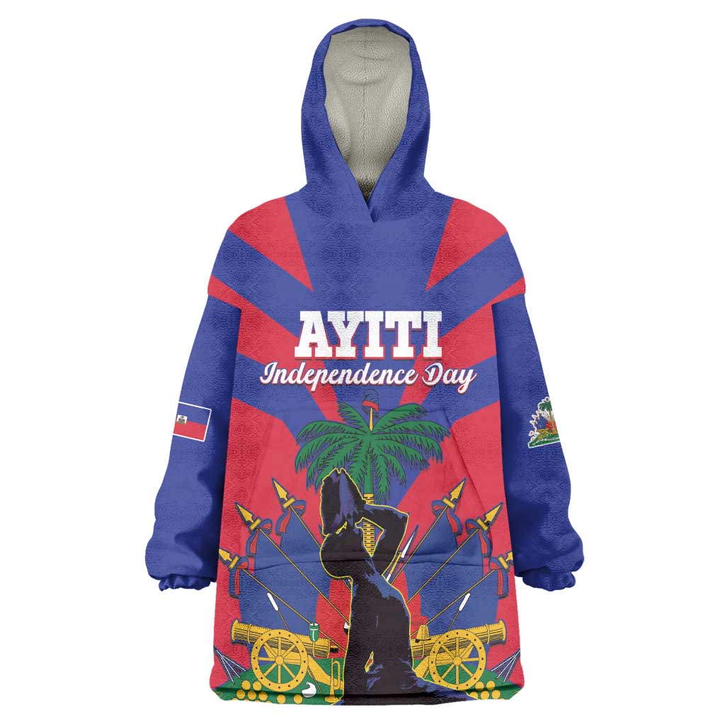 Personalised Happy Haiti Independence Day Wearable Blanket Hoodie Neg Marron - African Pride