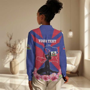 Personalised Happy Haiti Independence Day Women Casual Shirt Neg Marron - African Pride