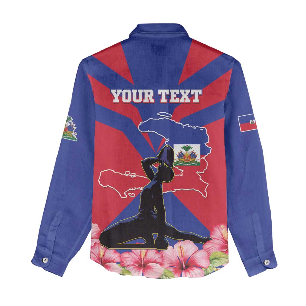 Personalised Happy Haiti Independence Day Women Casual Shirt Neg Marron - African Pride