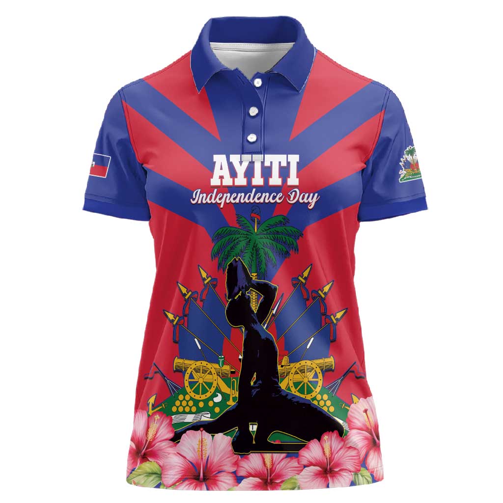 Personalised Happy Haiti Independence Day Women Polo Shirt Neg Marron - African Pride