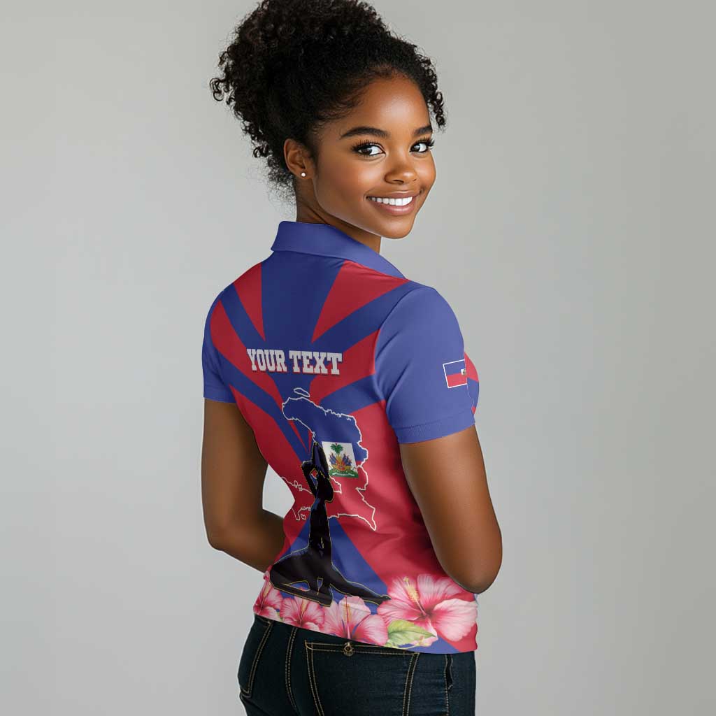 Personalised Happy Haiti Independence Day Women Polo Shirt Neg Marron - African Pride