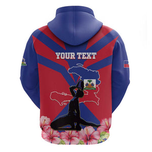 Personalised Happy Haiti Independence Day Zip Hoodie Neg Marron - African Pride