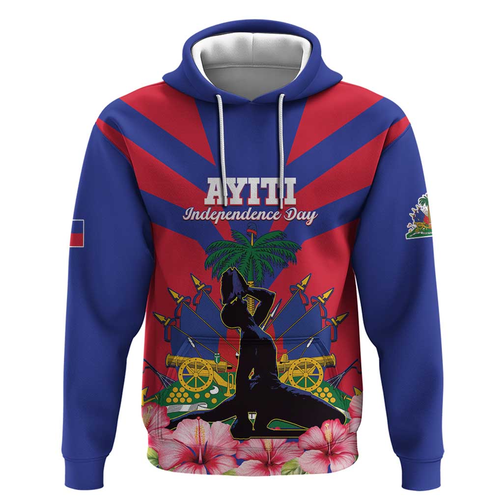 Personalised Happy Haiti Independence Day Zip Hoodie Neg Marron - African Pride