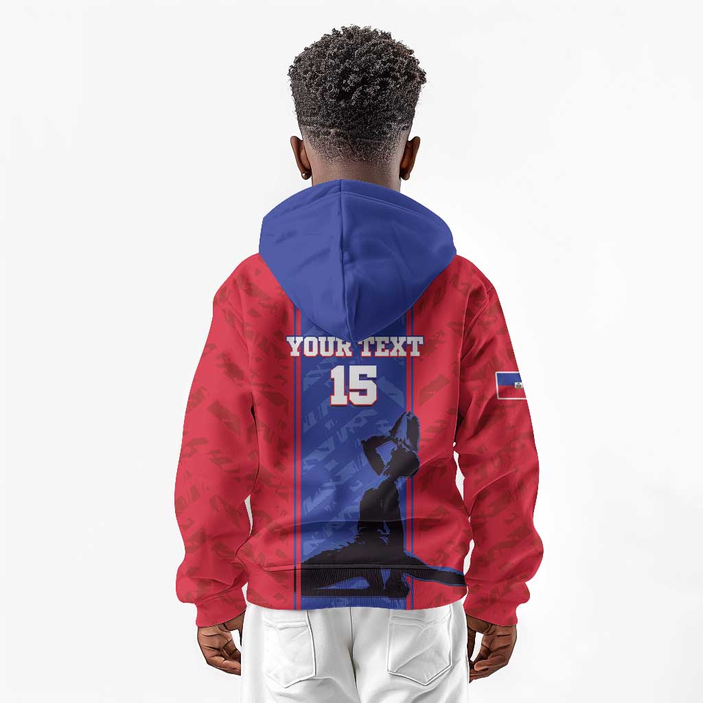 Custom Afro Haiti Football Kid Hoodie Nou fe - Pou Ayiti - Pou Drapo a - Pou peyi a - African Pride