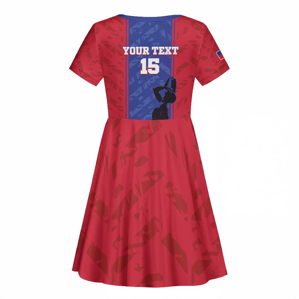 Custom Afro Haiti Football Kid Short Sleeve Dress Nou fe - Pou Ayiti - Pou Drapo a - Pou peyi a - African Pride