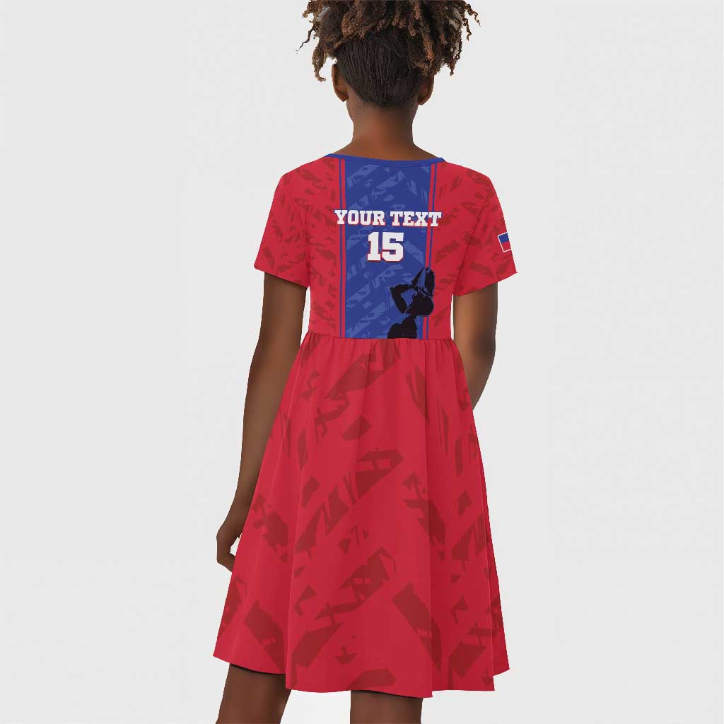 Custom Afro Haiti Football Kid Short Sleeve Dress Nou fe - Pou Ayiti - Pou Drapo a - Pou peyi a - African Pride
