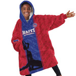 Custom Afro Haiti Football Kid Wearable Blanket Hoodie Nou fe - Pou Ayiti - Pou Drapo a - Pou peyi a - African Pride