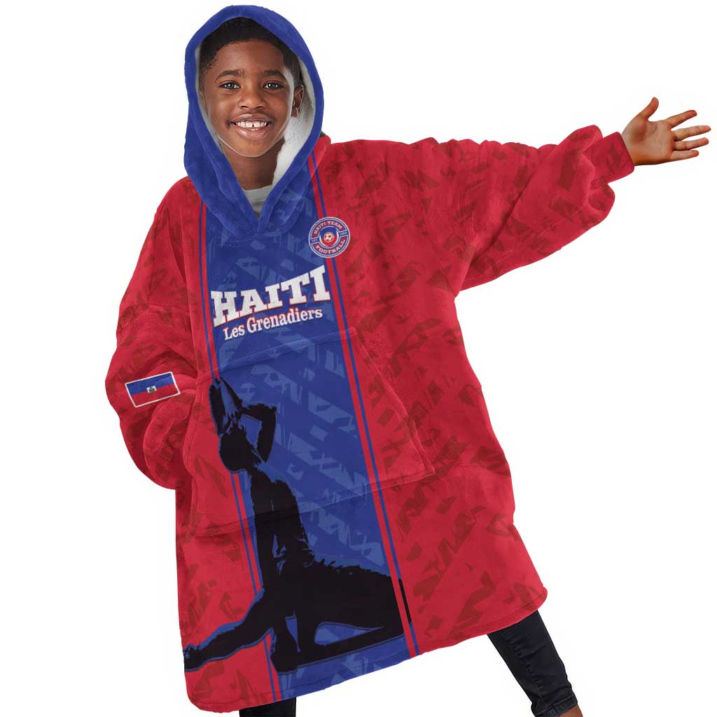 Custom Afro Haiti Football Kid Wearable Blanket Hoodie Nou fe - Pou Ayiti - Pou Drapo a - Pou peyi a - African Pride