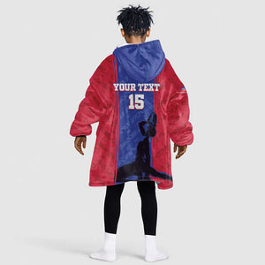 Custom Afro Haiti Football Kid Wearable Blanket Hoodie Nou fe - Pou Ayiti - Pou Drapo a - Pou peyi a - African Pride