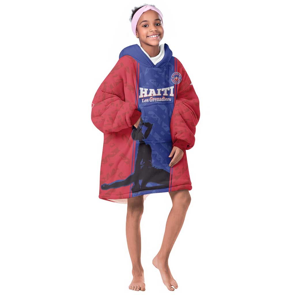 Custom Afro Haiti Football Kid Wearable Blanket Hoodie Nou fe - Pou Ayiti - Pou Drapo a - Pou peyi a - African Pride