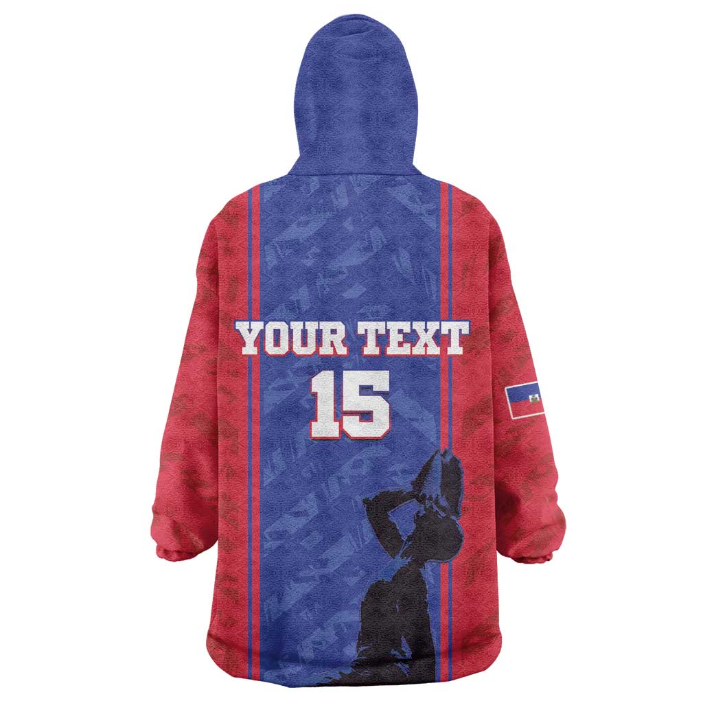 Custom Afro Haiti Football Kid Wearable Blanket Hoodie Nou fe - Pou Ayiti - Pou Drapo a - Pou peyi a - African Pride