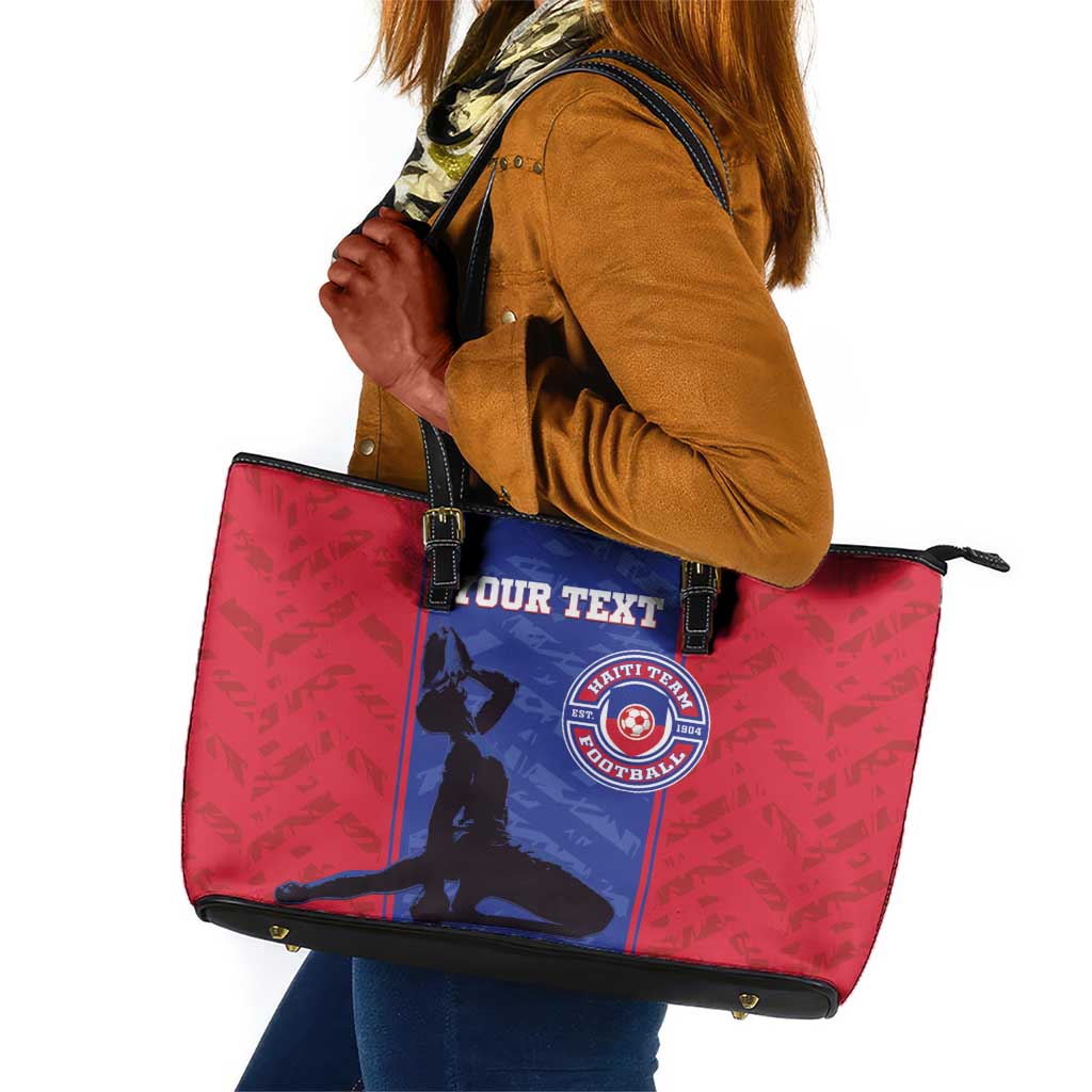 Custom Afro Haiti Football Leather Tote Bag Nou fe - Pou Ayiti - Pou Drapo a - Pou peyi a - African Pride