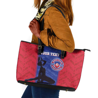 Custom Afro Haiti Football Leather Tote Bag Nou fe - Pou Ayiti - Pou Drapo a - Pou peyi a - African Pride