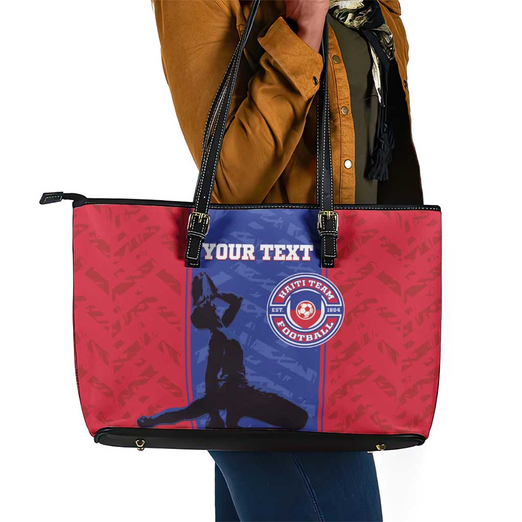 Custom Afro Haiti Football Leather Tote Bag Nou fe - Pou Ayiti - Pou Drapo a - Pou peyi a - African Pride