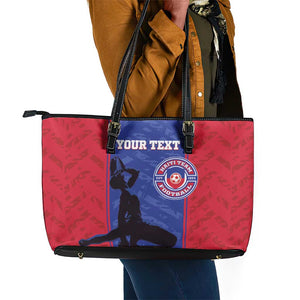 Custom Afro Haiti Football Leather Tote Bag Nou fe - Pou Ayiti - Pou Drapo a - Pou peyi a - African Pride