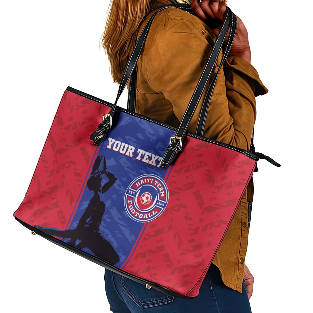 Custom Afro Haiti Football Leather Tote Bag Nou fe - Pou Ayiti - Pou Drapo a - Pou peyi a - African Pride