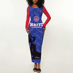 Custom Afro Haiti Football Long Sleeve Bodycon Dress Nou fe - Pou Ayiti - Pou Drapo a - Pou peyi a - African Pride