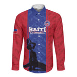 Custom Afro Haiti Football Long Sleeve Button Shirt Nou fe - Pou Ayiti - Pou Drapo a - Pou peyi a - African Pride