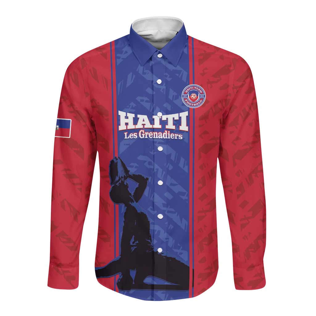 Custom Afro Haiti Football Long Sleeve Button Shirt Nou fe - Pou Ayiti - Pou Drapo a - Pou peyi a - African Pride