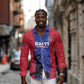 Custom Afro Haiti Football Long Sleeve Button Shirt Nou fe - Pou Ayiti - Pou Drapo a - Pou peyi a - African Pride