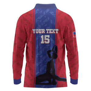 Custom Afro Haiti Football Long Sleeve Polo Shirt Nou fe - Pou Ayiti - Pou Drapo a - Pou peyi a - African Pride