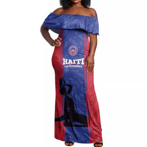 Custom Afro Haiti Football Off Shoulder Maxi Dress Nou fe - Pou Ayiti - Pou Drapo a - Pou peyi a - African Pride
