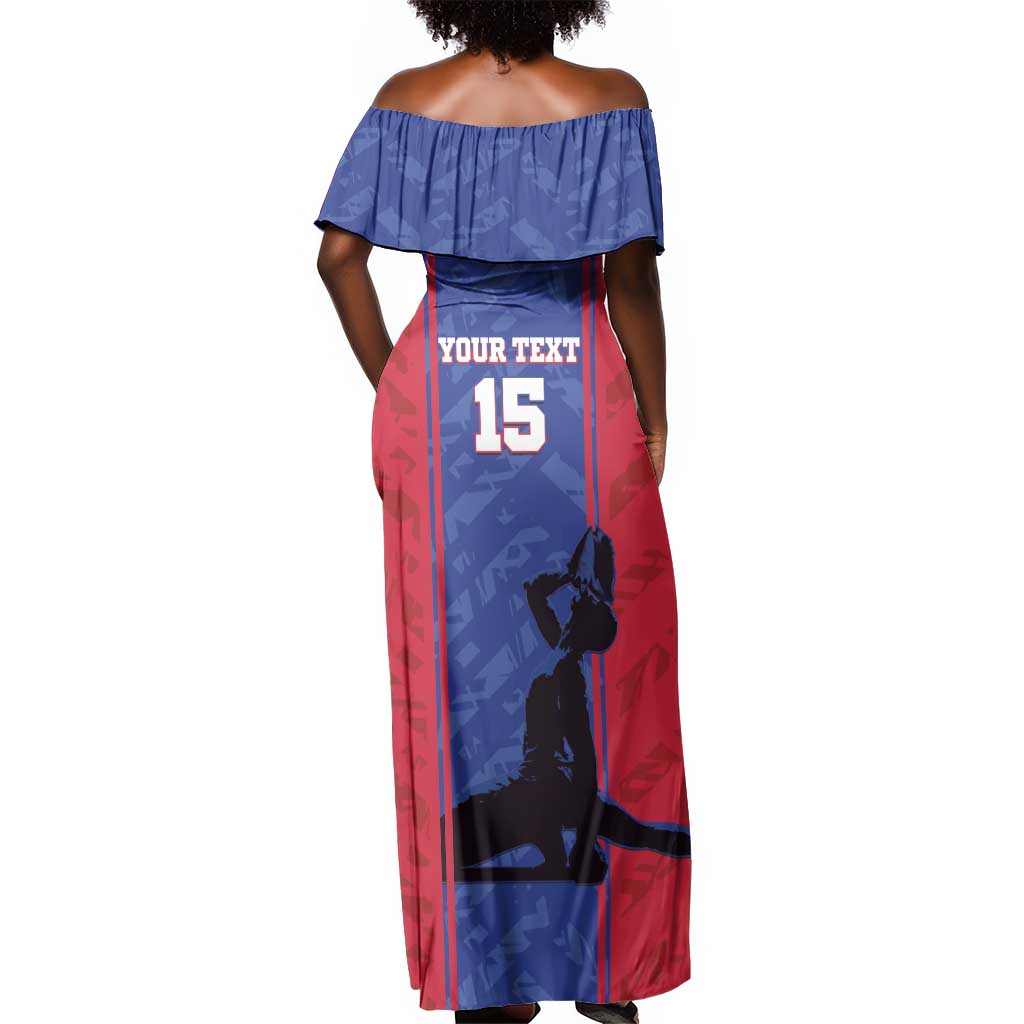 Custom Afro Haiti Football Off Shoulder Maxi Dress Nou fe - Pou Ayiti - Pou Drapo a - Pou peyi a - African Pride