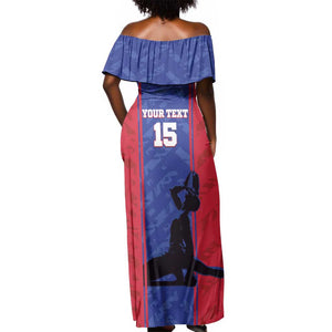 Custom Afro Haiti Football Off Shoulder Maxi Dress Nou fe - Pou Ayiti - Pou Drapo a - Pou peyi a - African Pride