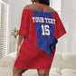 Custom Afro Haiti Football Off Shoulder Short Dress Nou fe - Pou Ayiti - Pou Drapo a - Pou peyi a - African Pride