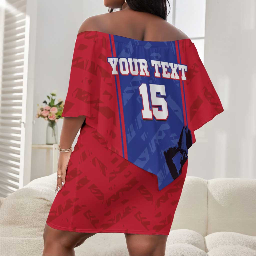 Custom Afro Haiti Football Off Shoulder Short Dress Nou fe - Pou Ayiti - Pou Drapo a - Pou peyi a - African Pride