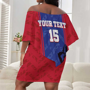 Custom Afro Haiti Football Off Shoulder Short Dress Nou fe - Pou Ayiti - Pou Drapo a - Pou peyi a - African Pride