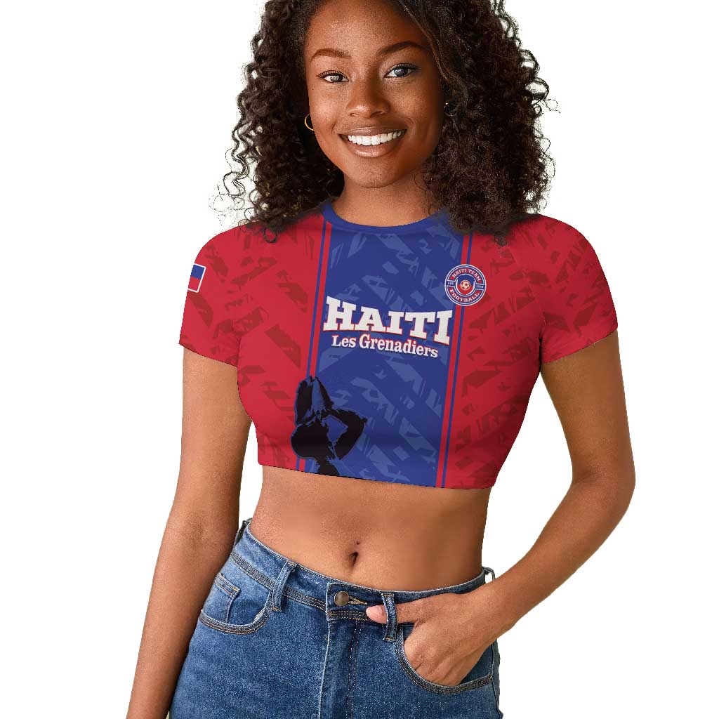 Custom Afro Haiti Football Raglan Cropped T shirt Nou fe - Pou Ayiti - Pou Drapo a - Pou peyi a - African Pride