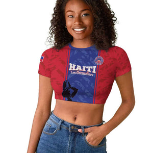 Custom Afro Haiti Football Raglan Cropped T shirt Nou fe - Pou Ayiti - Pou Drapo a - Pou peyi a - African Pride