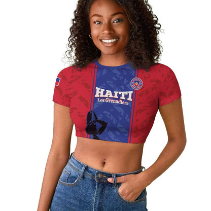 Custom Afro Haiti Football Raglan Cropped T shirt Nou fe - Pou Ayiti - Pou Drapo a - Pou peyi a - African Pride