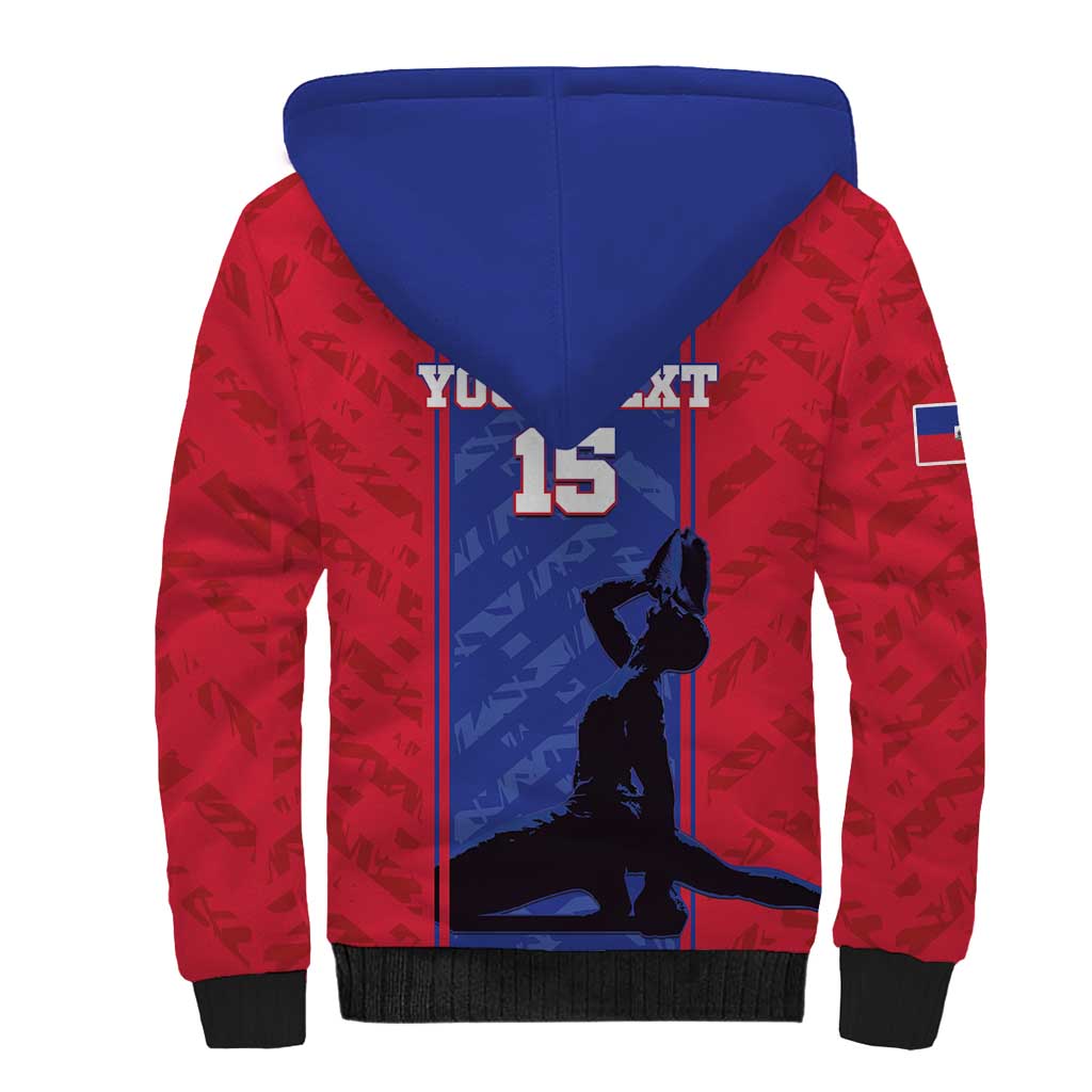 Custom Afro Haiti Football Sherpa Hoodie Nou fe - Pou Ayiti - Pou Drapo a - Pou peyi a - African Pride