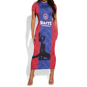 Custom Afro Haiti Football Short Sleeve Bodycon Dress Nou fe - Pou Ayiti - Pou Drapo a - Pou peyi a - African Pride