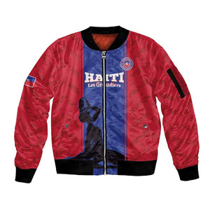Custom Afro Haiti Football Sleeve Zip Bomber Jacket Nou fe - Pou Ayiti - Pou Drapo a - Pou peyi a - African Pride
