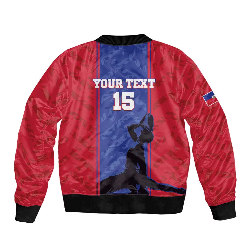 Custom Afro Haiti Football Sleeve Zip Bomber Jacket Nou fe - Pou Ayiti - Pou Drapo a - Pou peyi a - African Pride
