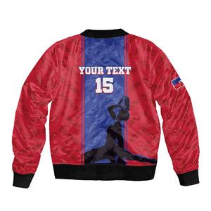 Custom Afro Haiti Football Sleeve Zip Bomber Jacket Nou fe - Pou Ayiti - Pou Drapo a - Pou peyi a - African Pride