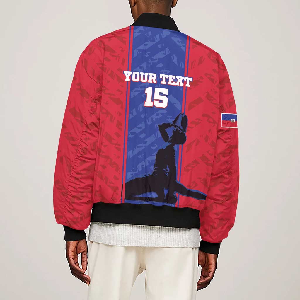 Custom Afro Haiti Football Sleeve Zip Bomber Jacket Nou fe - Pou Ayiti - Pou Drapo a - Pou peyi a - African Pride