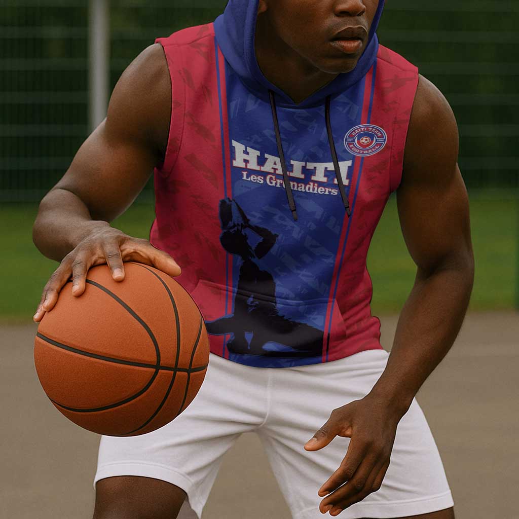 Custom Afro Haiti Football Sleeveless Hoodie Nou fe - Pou Ayiti - Pou Drapo a - Pou peyi a - African Pride