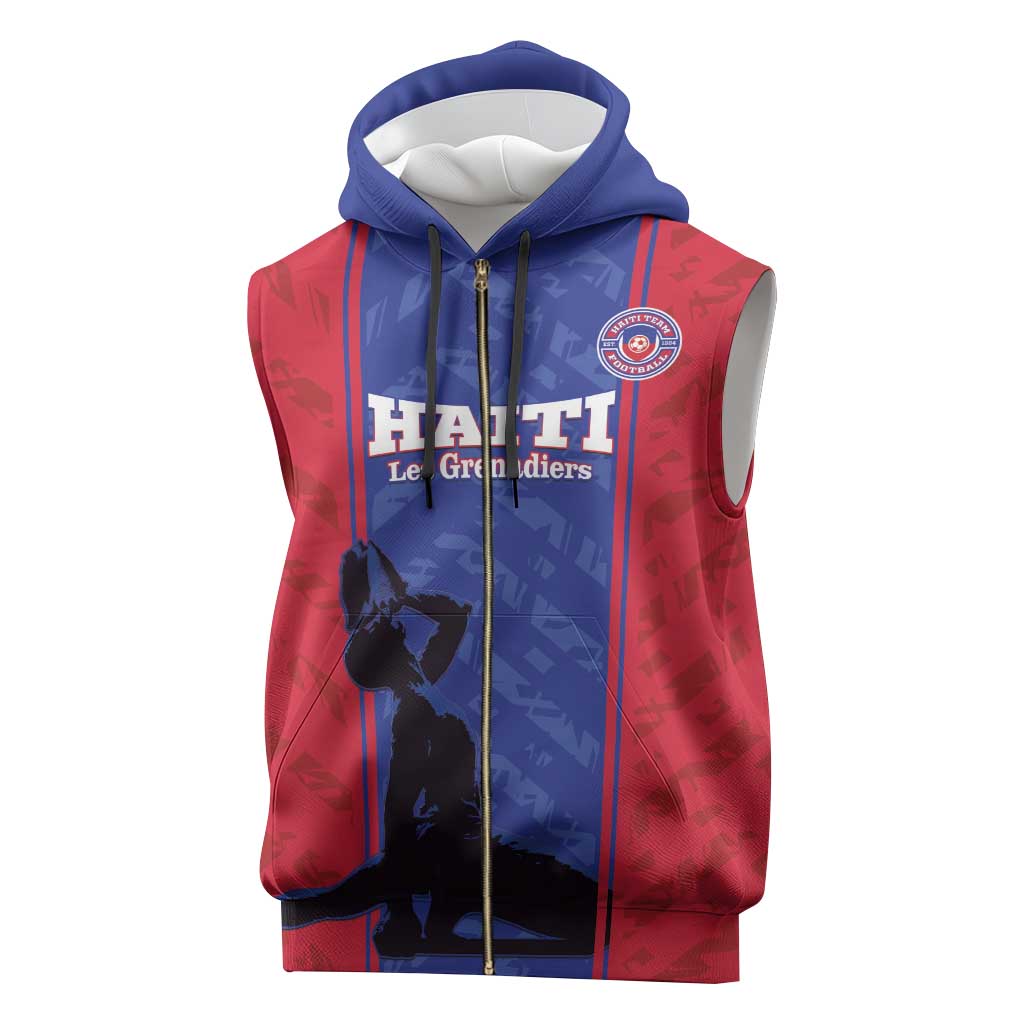 Custom Afro Haiti Football Sleeveless Zip Hoodie Nou fe - Pou Ayiti - Pou Drapo a - Pou peyi a - African Pride