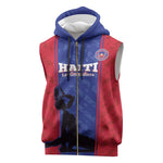 Custom Afro Haiti Football Sleeveless Zip Hoodie Nou fe - Pou Ayiti - Pou Drapo a - Pou peyi a - African Pride