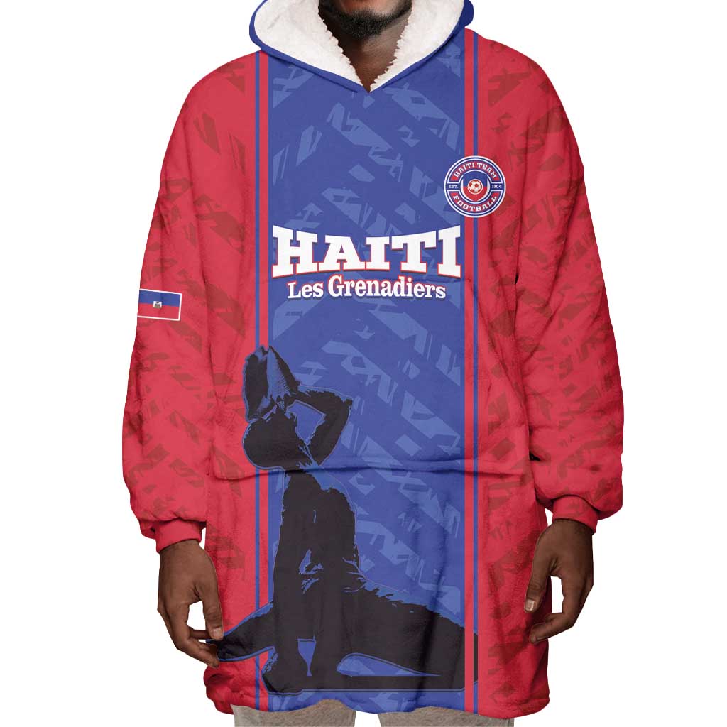 Custom Afro Haiti Football Wearable Blanket Hoodie Nou fe - Pou Ayiti - Pou Drapo a - Pou peyi a - African Pride