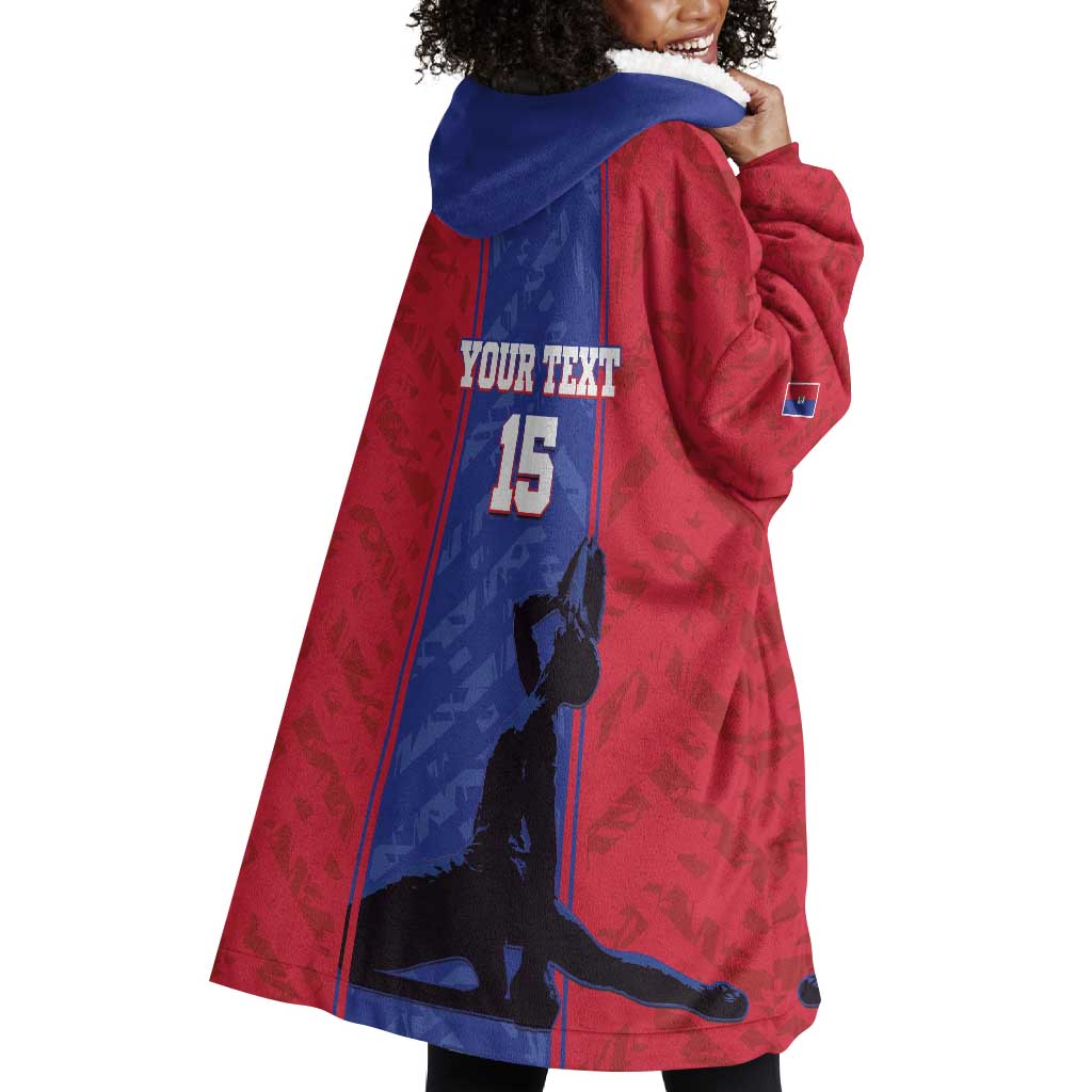 Custom Afro Haiti Football Wearable Blanket Hoodie Nou fe - Pou Ayiti - Pou Drapo a - Pou peyi a - African Pride