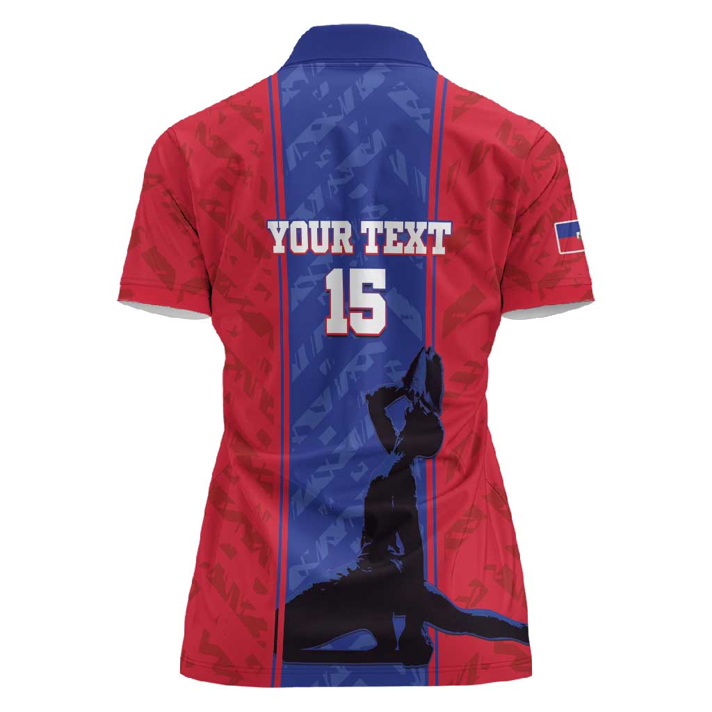 Custom Afro Haiti Football Women Polo Shirt Nou fe - Pou Ayiti - Pou Drapo a - Pou peyi a - African Pride